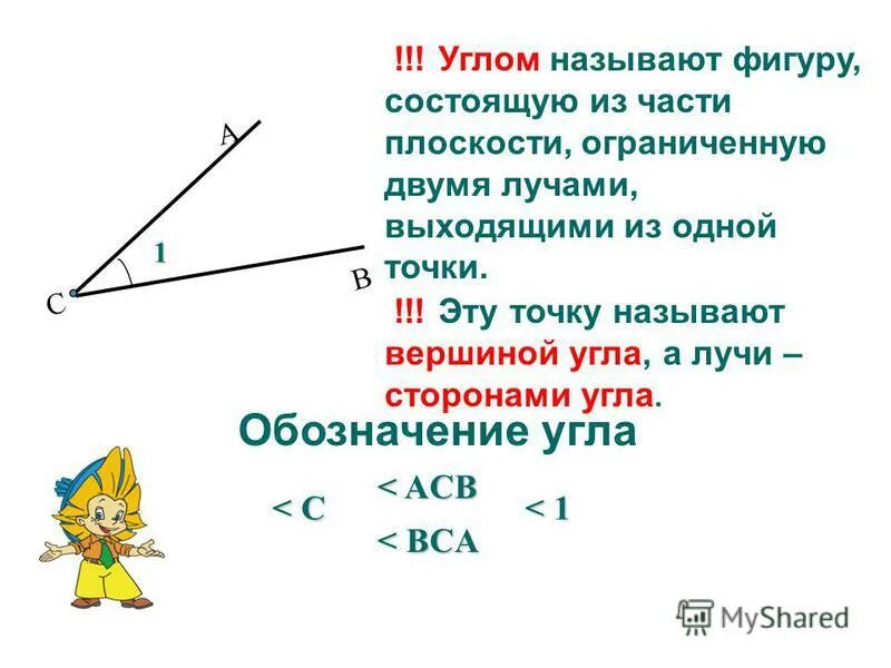 Какая точка называется углом