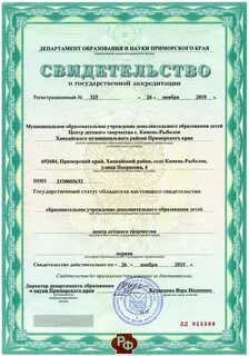 Свидетельство о государственной аккредитации свидетельствует о