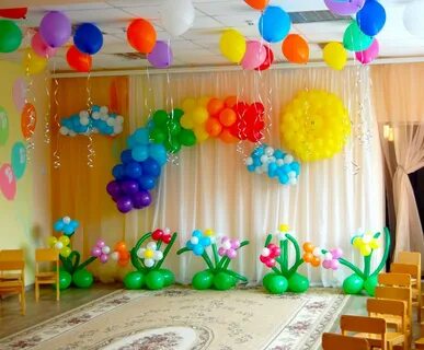 Оформление зала шарами в детском саду