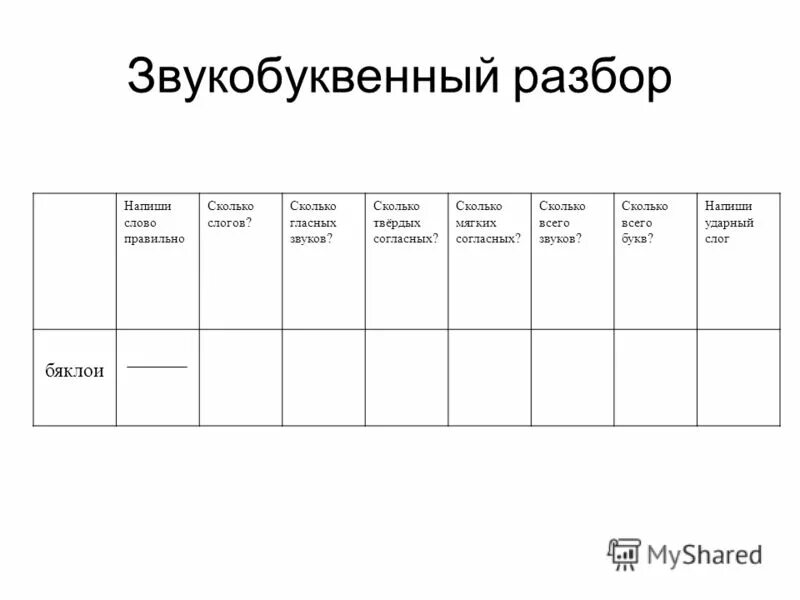 Разбор слова 1 класс задания