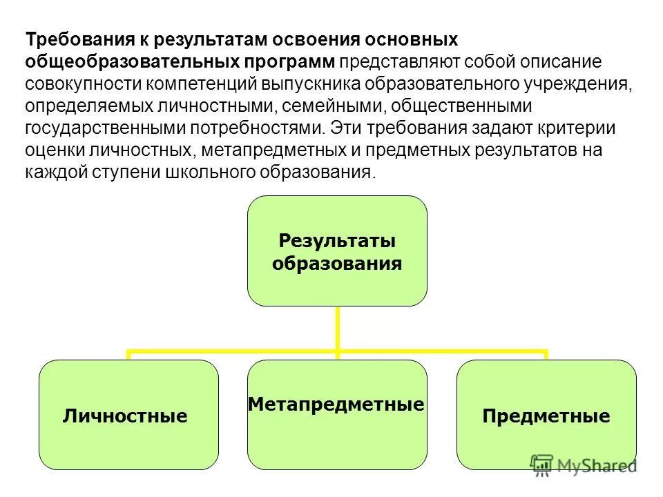 Требования к предметным результатам определяют