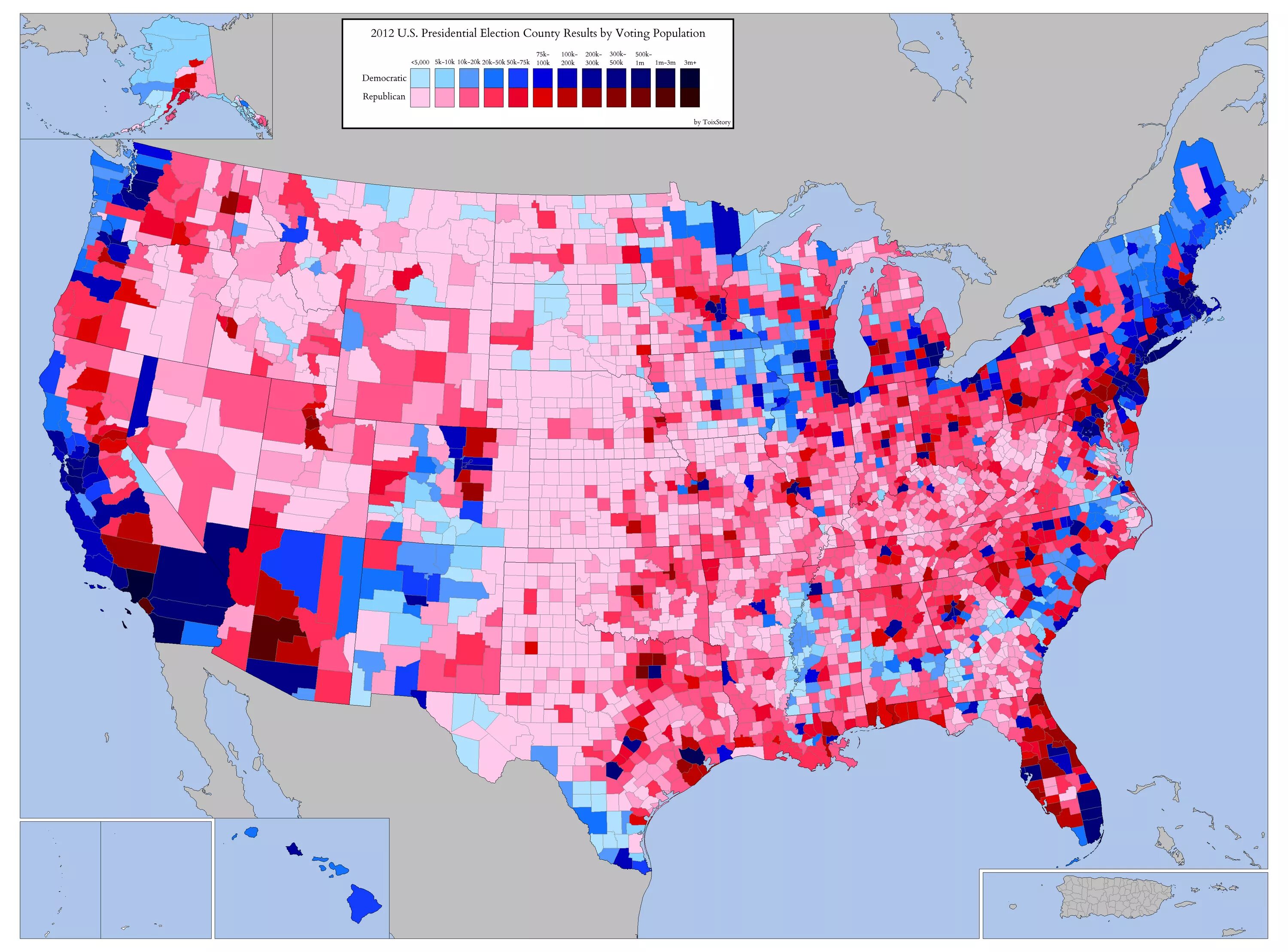 Voting map. 2012 Presidential election. Map USA voting Results. Election Map. USA County by population.