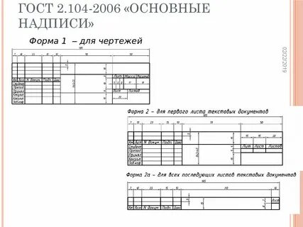 Основная надпись на чертеже форма 1