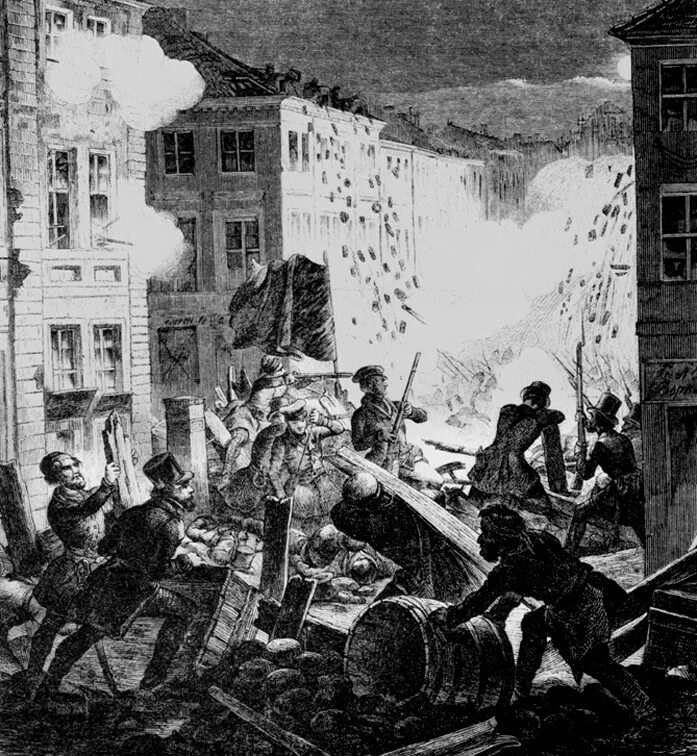 Революции 1848 г в европе. Баррикады в берлине 1848. революция в берлине 1848.