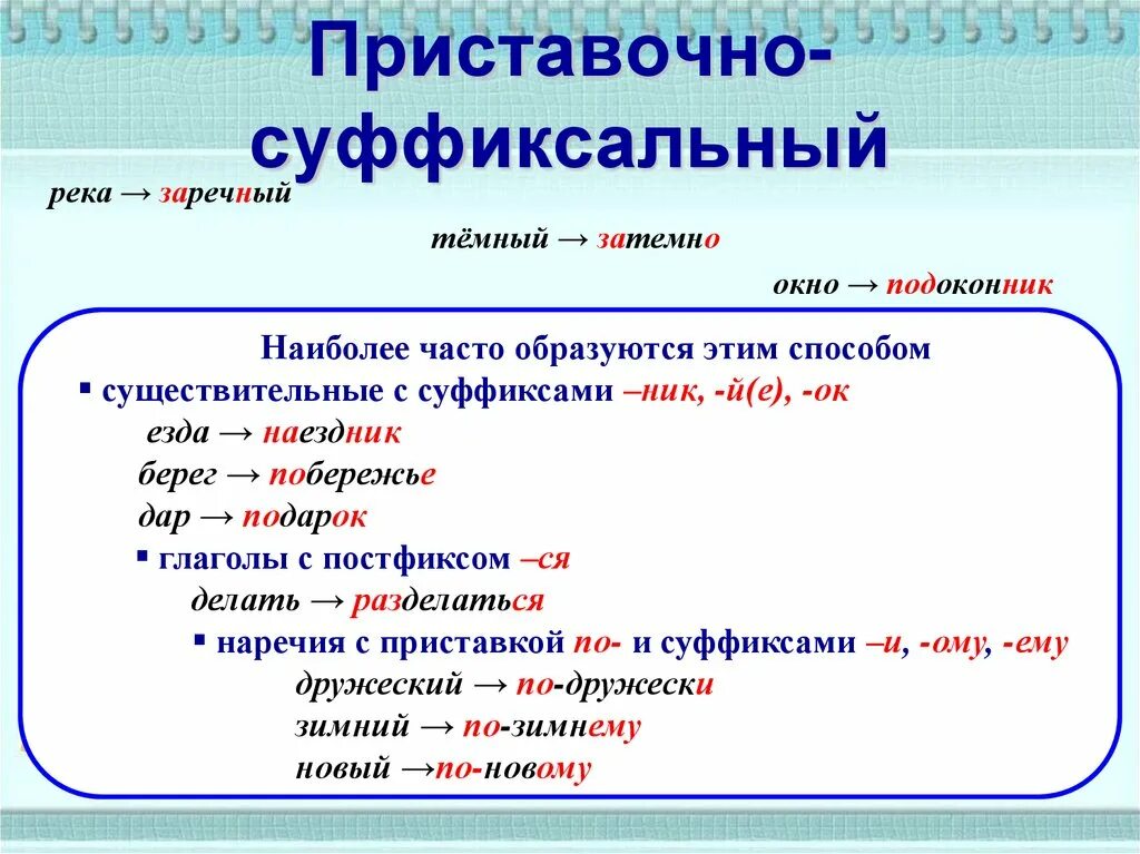 Прилагательные образованные с помощью приставочно суффиксального способа. Слова образованы приставочно-суффиксальным способом. приставочно-суффиксальный способ образования слов. слова образованные приставочно суффиксальным способом. приставочно-суффиксальный способ образования слов примеры.