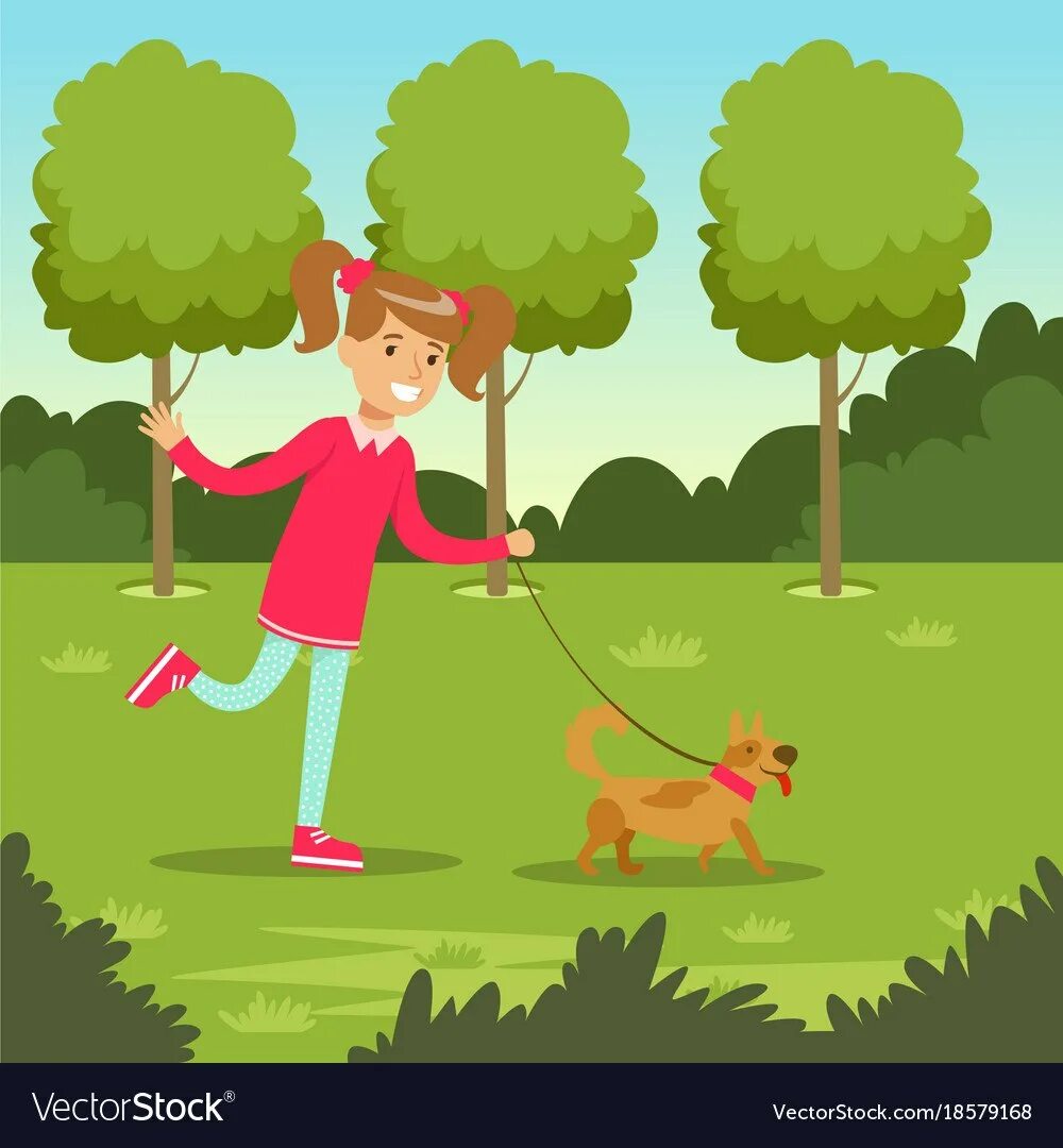 He saw in the park. Рисунок парка для прогулок. Гулять с собакой мультяшный. Прогулка с собакой иллюстрация. Прогулка в парке мультяшка.