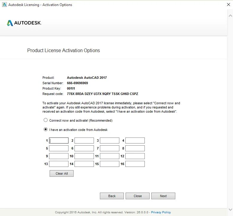Activation code