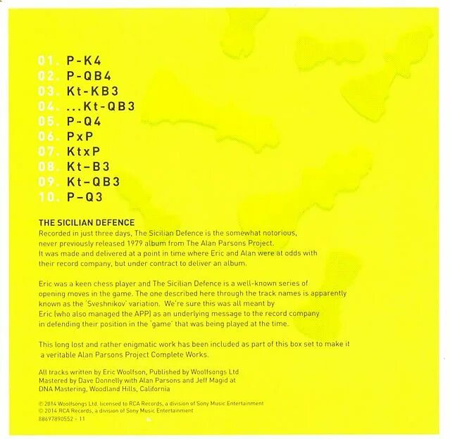 1 complete with alan in the boxes. The sicilian defence the alan parsons project. 2014 - the sicilian defence. the alan parsons project 1979 - the sicilian defence. alan parsons i wouldn&#039;t want to be like you.