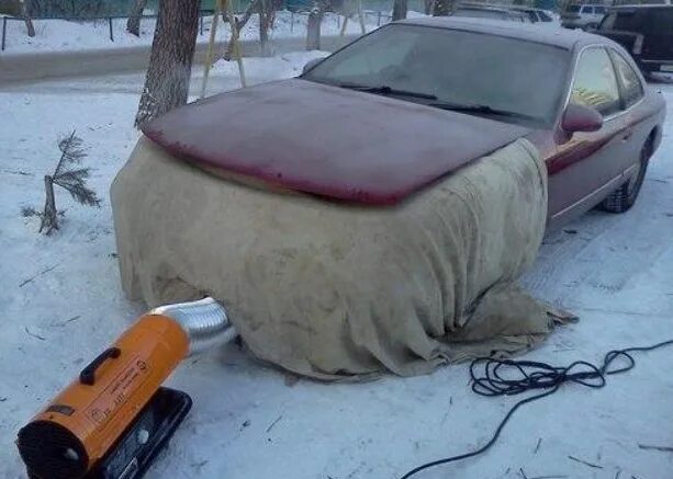 Можно ли отогреть машину феном