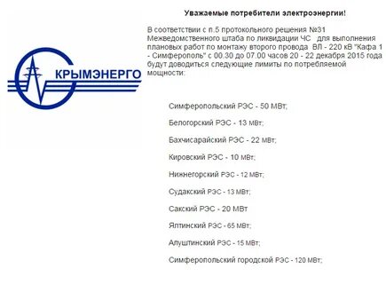 Крымэнерго тарифы 2024