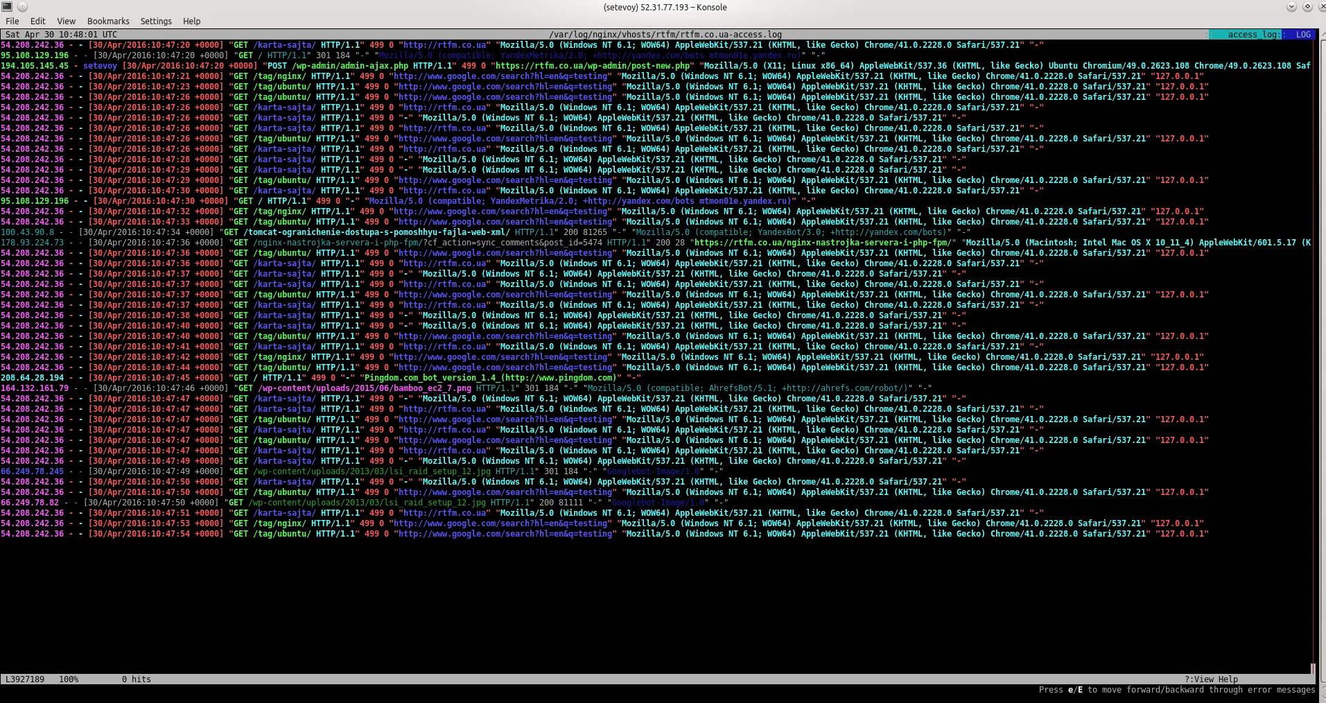 Dump logs
