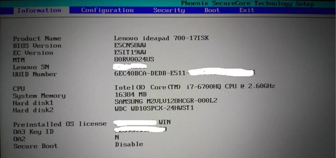 BIOS IDEAPAD 720. BIOS серийный номер. Серийный номер ноутбука в биосе. Биос не видит ссд. Lenovo не видит ssd