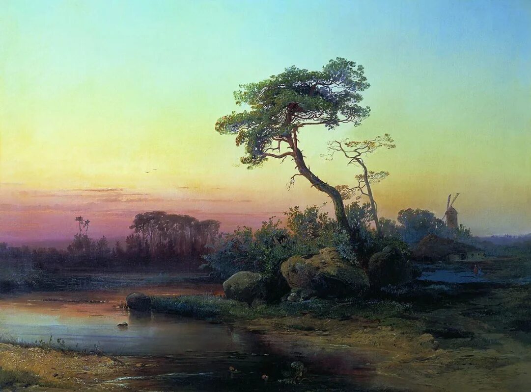 Пейзаж в художественном произведении. Пейзаж с сосной 1854 Саврасов.