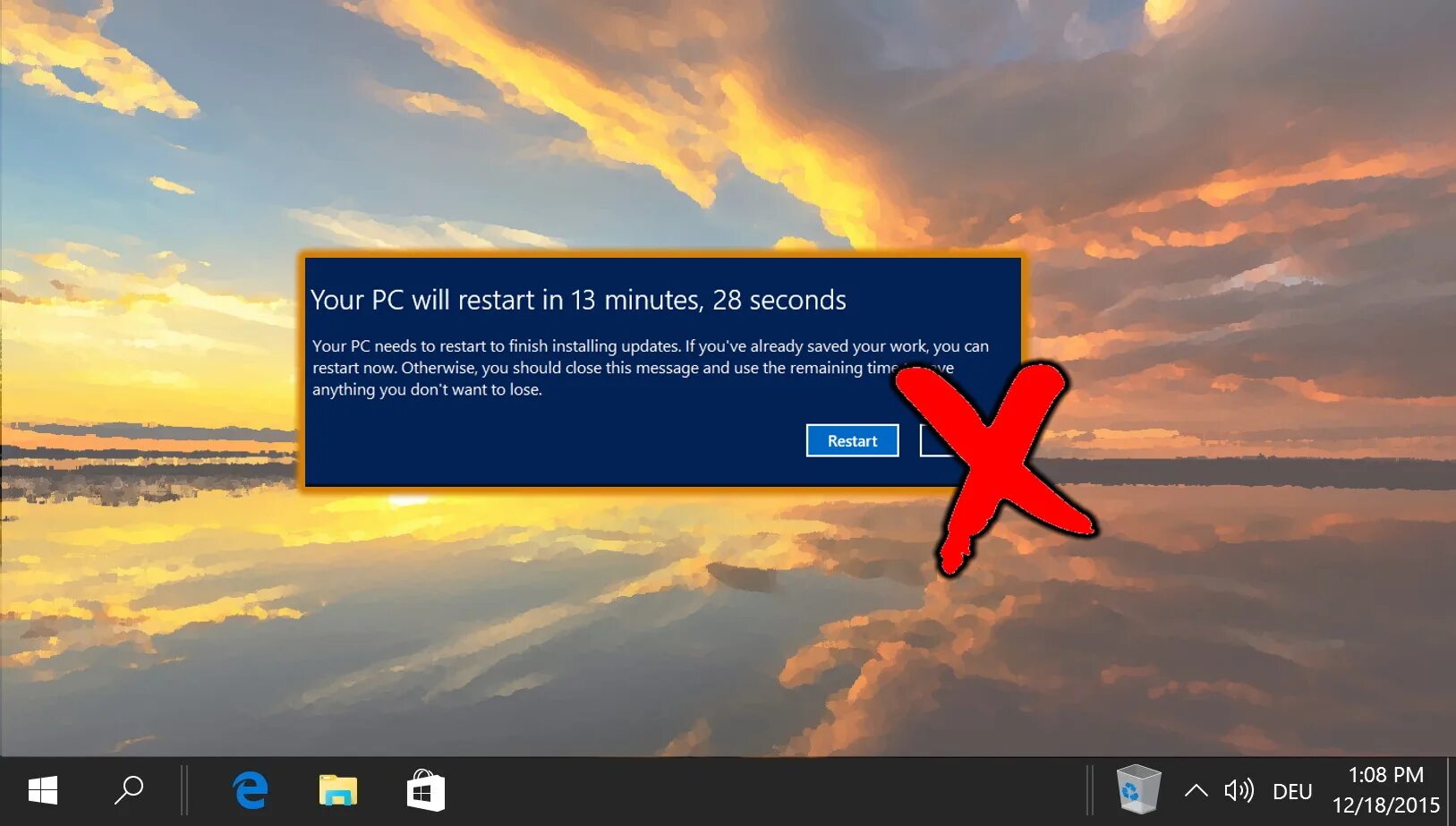 Windows 10 update disable. Windows 10 restart. Restart Notification Windows 10. Please go to into your Windows setting to disable this Rebot Machine. Please run windows updates