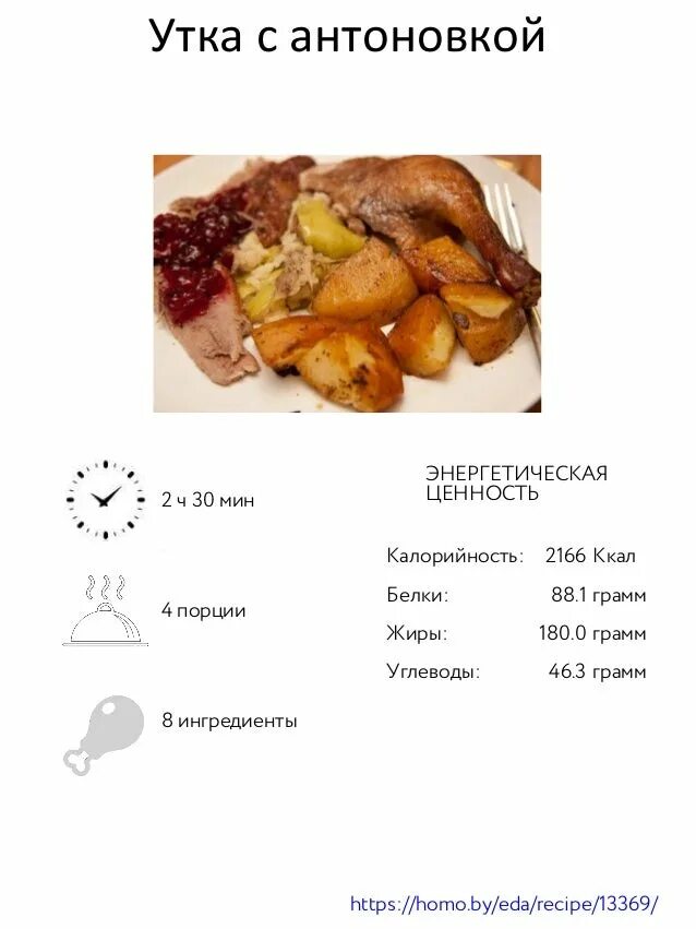 100 грамм запеченной утки