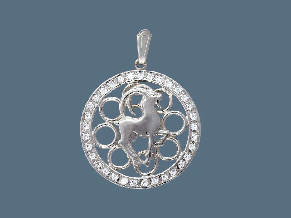серебряные подвески козерог. подвеска 530337д. серебряная подвеска козерог. кулон знак зодиака козерог. кулон козерог серебро.