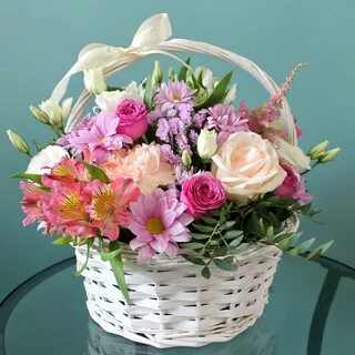 С днем рождения женщине корзина цветов