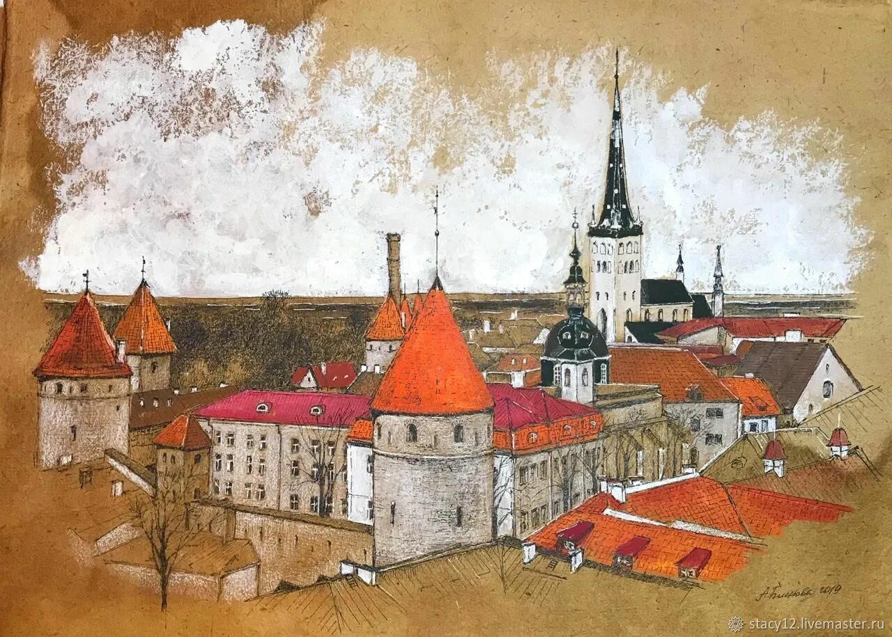 Старый таллин акварель. Рисунки старого таллина. Акварель таллин. Эстония рисунок. Средневековый город акварелью.
