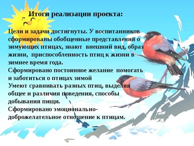 Проект зимующие птицы нашего края 2 класс Проект Зимующие птицы нашего края