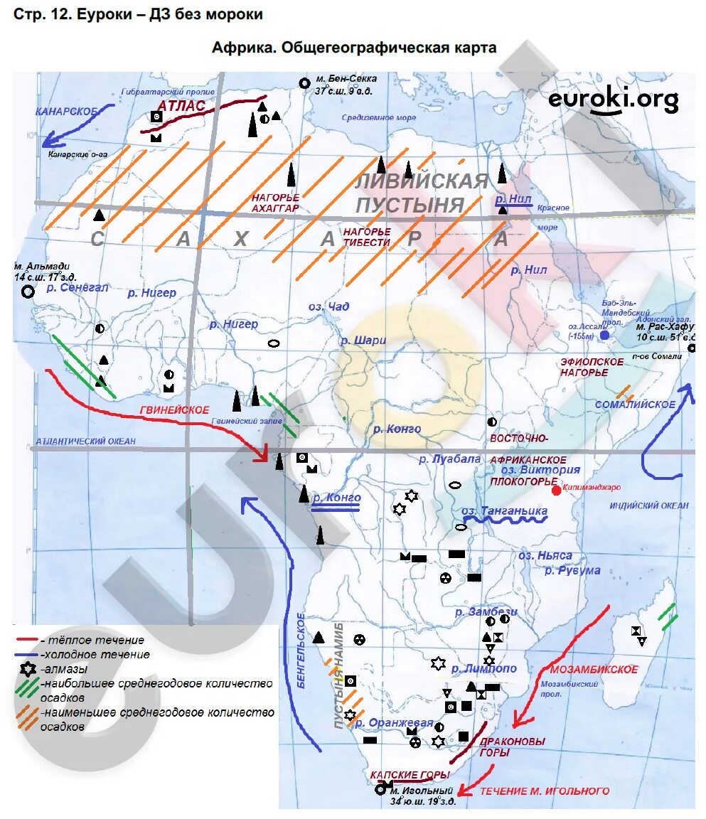 Контурная карта по географии 7 класс стр 4 Африка ответы. 7 класс география контурная карта страница 24