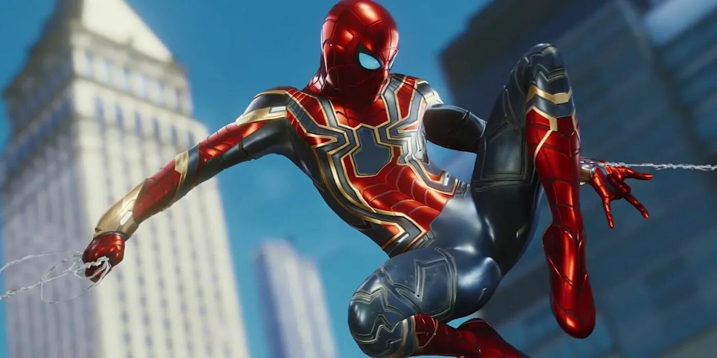 Человек паук где железный человек. Spider man ps4 Iron Spider Suit. Marvel Spider man ps4. Spider man ps4 костюмы. Костюмы человека паука ps4 Айрон Айкман.