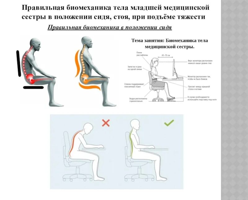 Почему стоя становится плохо. Биомеханика положения тела пациента. Биомеханика тела медсестры при перемещении тяжестей. Биомеханика тела медицинской сестры в положении сидя на стуле. Эргономика.