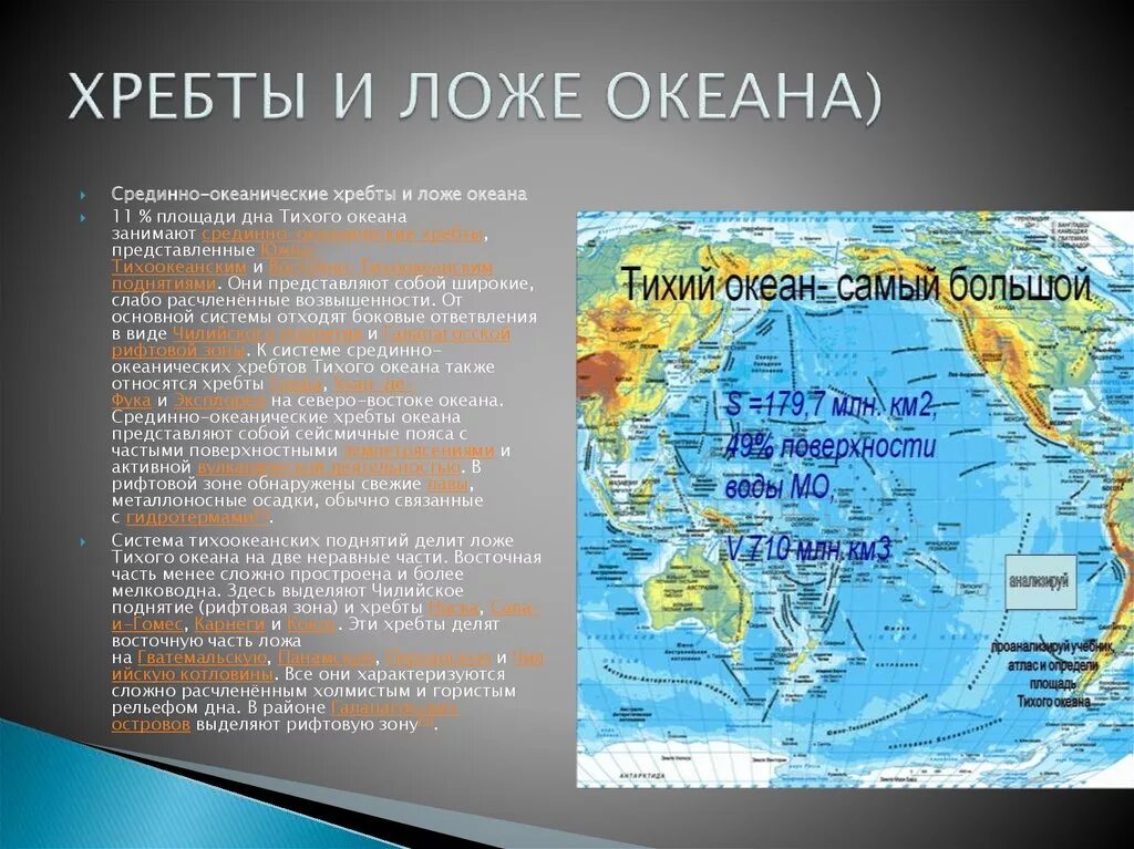 Тихий океан наибольший залив. Хребты и поднятия индийского океана. Тихий океан на карте. Океанические хребтытихого окепга. Северо-Восточная котловина Тихого океана.