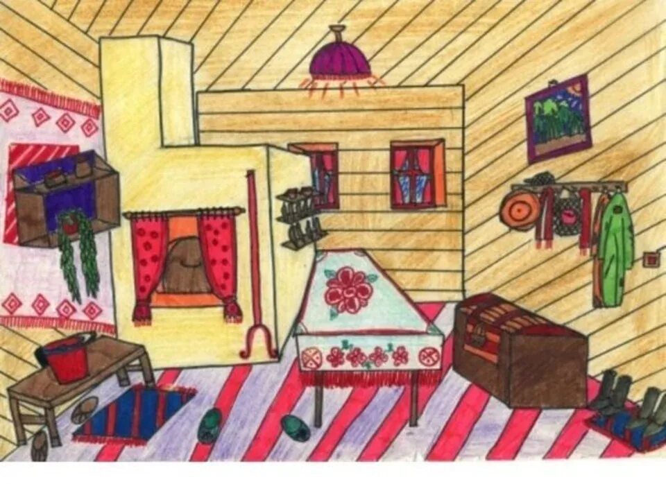 Изба Внутри Рисунок (47 Фото)