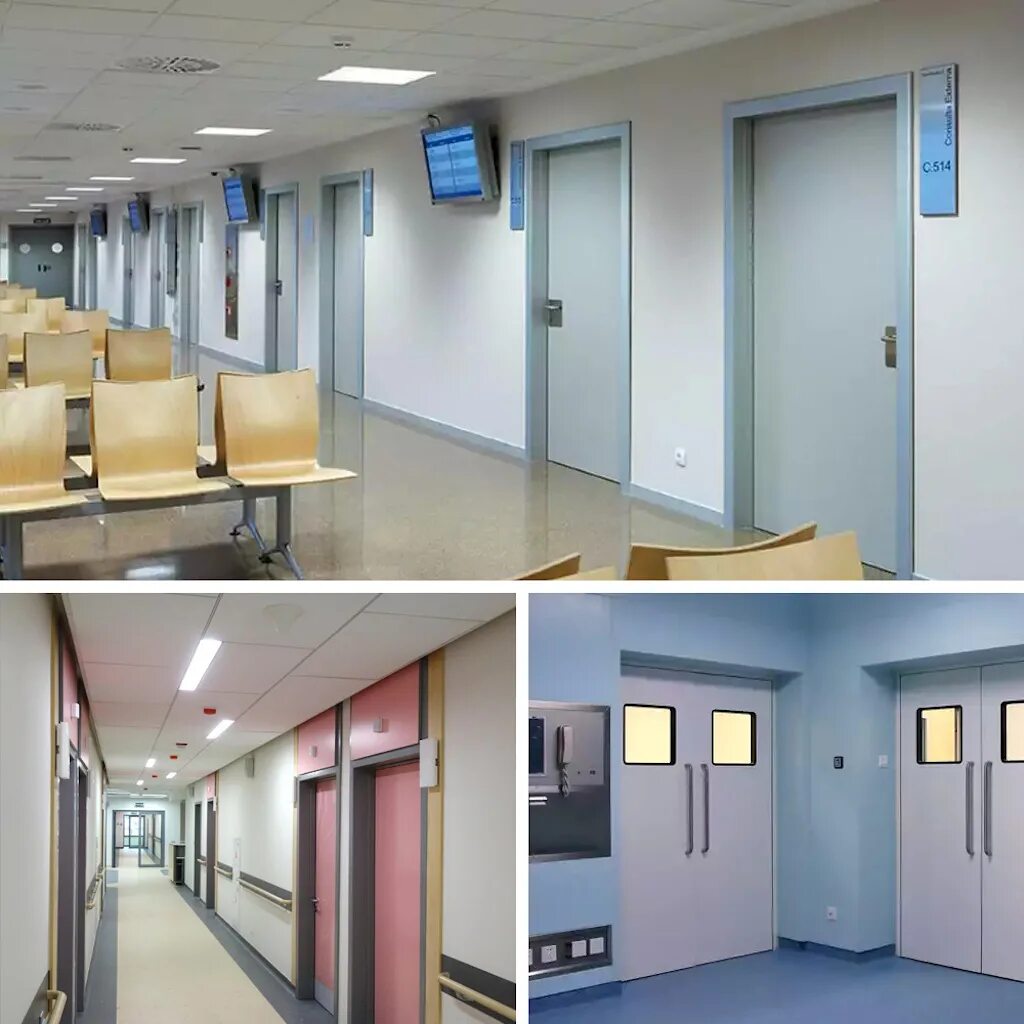 Двери для медицинских учреждений. Двери HPL для медицинских учреждений. Медицинские двери 1200х2100. Дверь в больнице. Медицинские двери для чистых помещений.