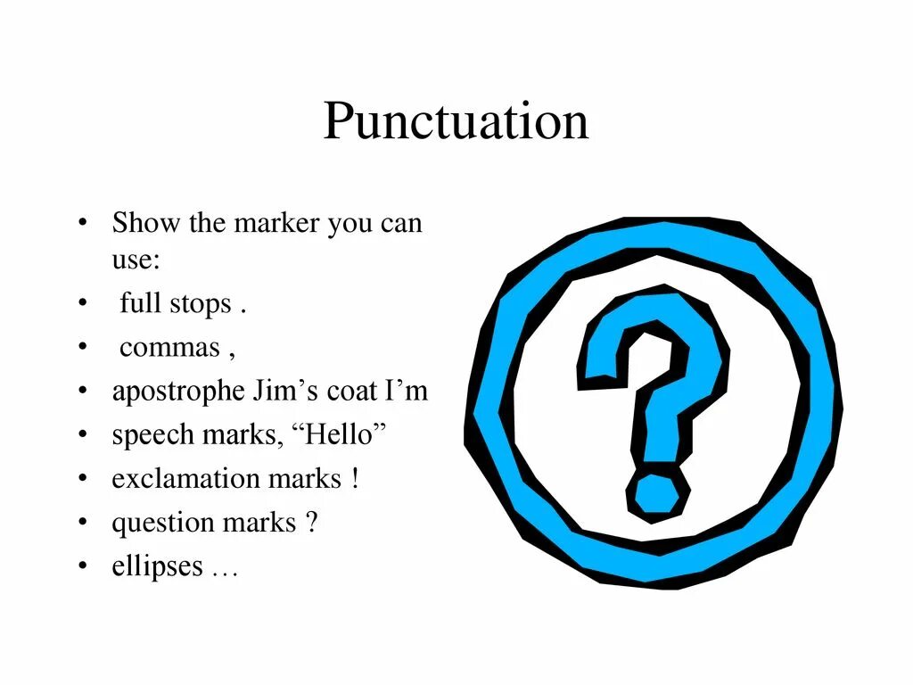 Quotation mark punctuation. Use full stops. Use full stops. Full stop. Знак очко.