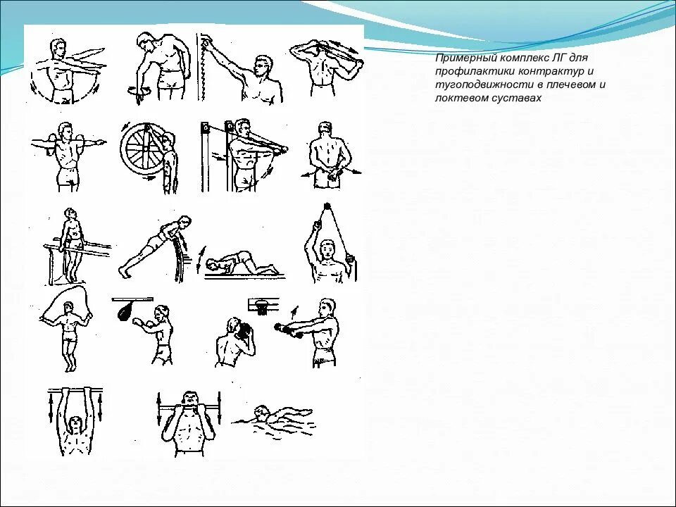 Лфк полный комплекс упражнений для лучезапястного сустава. Лечебная физкультура профилактика контрактур. Комплекс занятий ЛФК при ревматоидном артрите. Лечебная физкультура при контрактуре плечевого сустава. ЛФК при травме плечевого сустава комплекс упражнений.