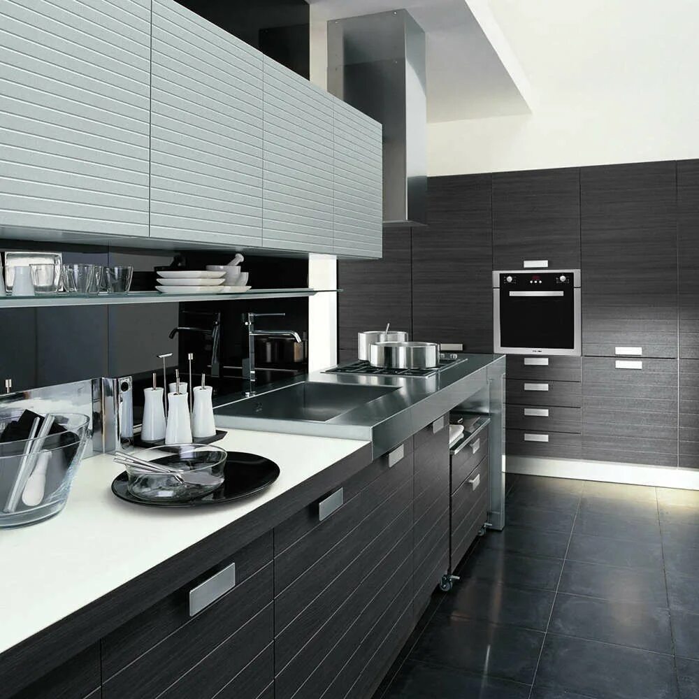 Кухня в сером цвете. Современные кухни в сером цвете. Черно серая кухня. Кухня в серо бело черных тонах.