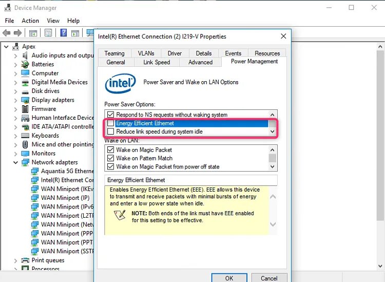 Intel r ethernet connection i219 v. Intel(r) ethernet connection (2) i219-v. intel(r) ethernet controller (3) i225-v.