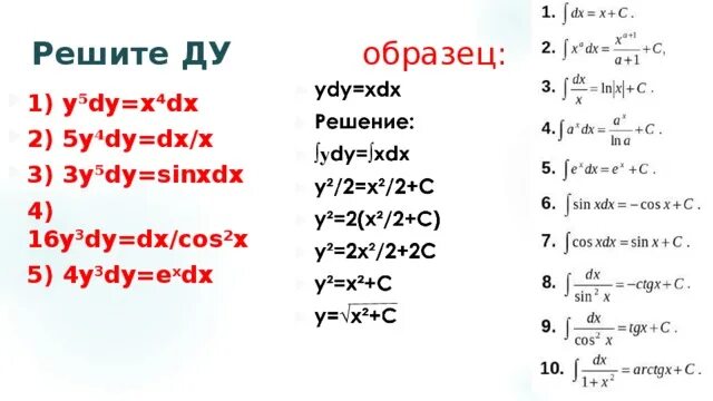 Решить уравнение y 3 x 2. (Х-2)DX=(Y^2-4y)dy x=1 y=-2. Решение xdx=dy/y. Xdx=YDY. YDY=-xdx решение дифференциального уравнения.