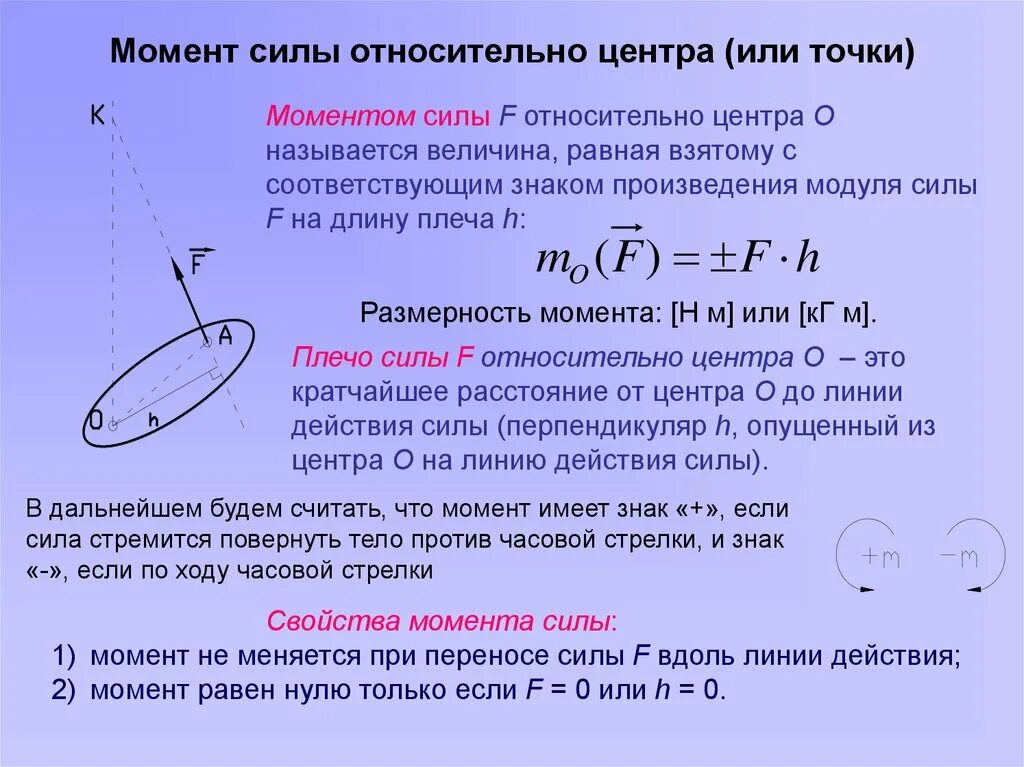 Помощью какой формулы можно найти момент силы. Момент силы относительно центра. Момент силы относительно центра теоретическая механика. Момент силы относительно точки центра. Момент силы формула теоретическая механика.
