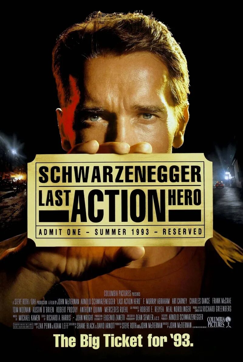 Последний киногерой шварценеггер. Последний киногерой / last Action Hero (1993). Last Action Hero 1993 Постер. Последний герой боевика 1993. Арнольд Шварценеггер последний киногерой.