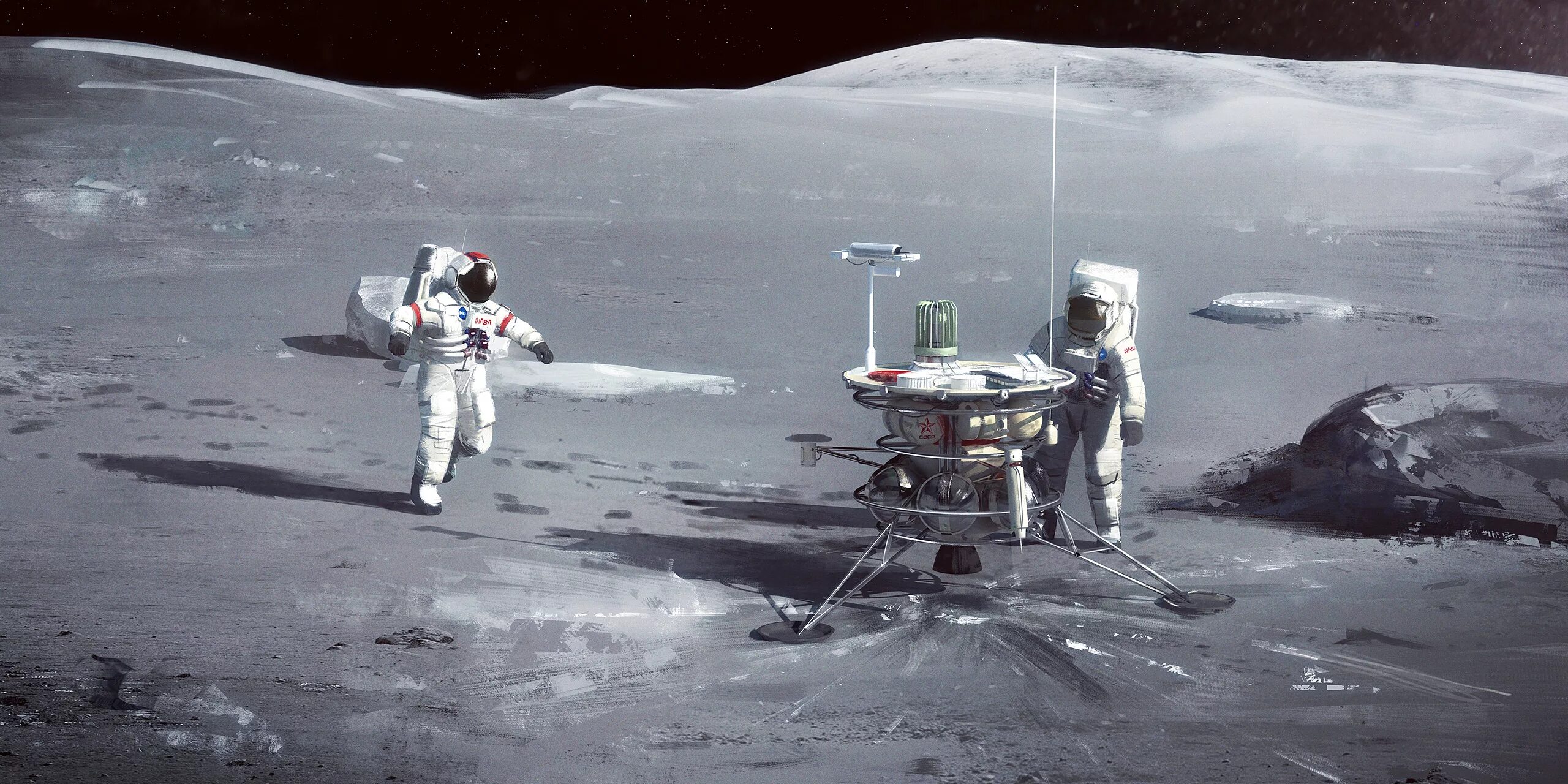 Первая космическая гонка. Мацей Ребиж. Космонавт на Луне. Космический исследователь. Исследование космоса.