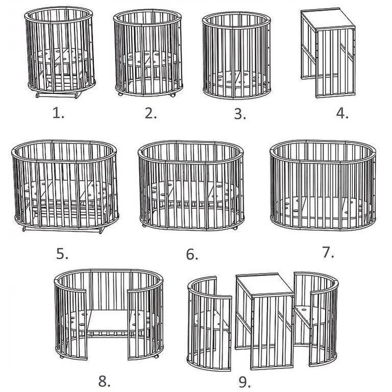 Кроватка трансформер с маятником сборка. Овальная кроватка 6 в 1. Детская кроватка 9 в 1 трансформер. Круглая детская кроватка трансформер 7в1 инструкция. Кровать детская круглая СКВ 10.