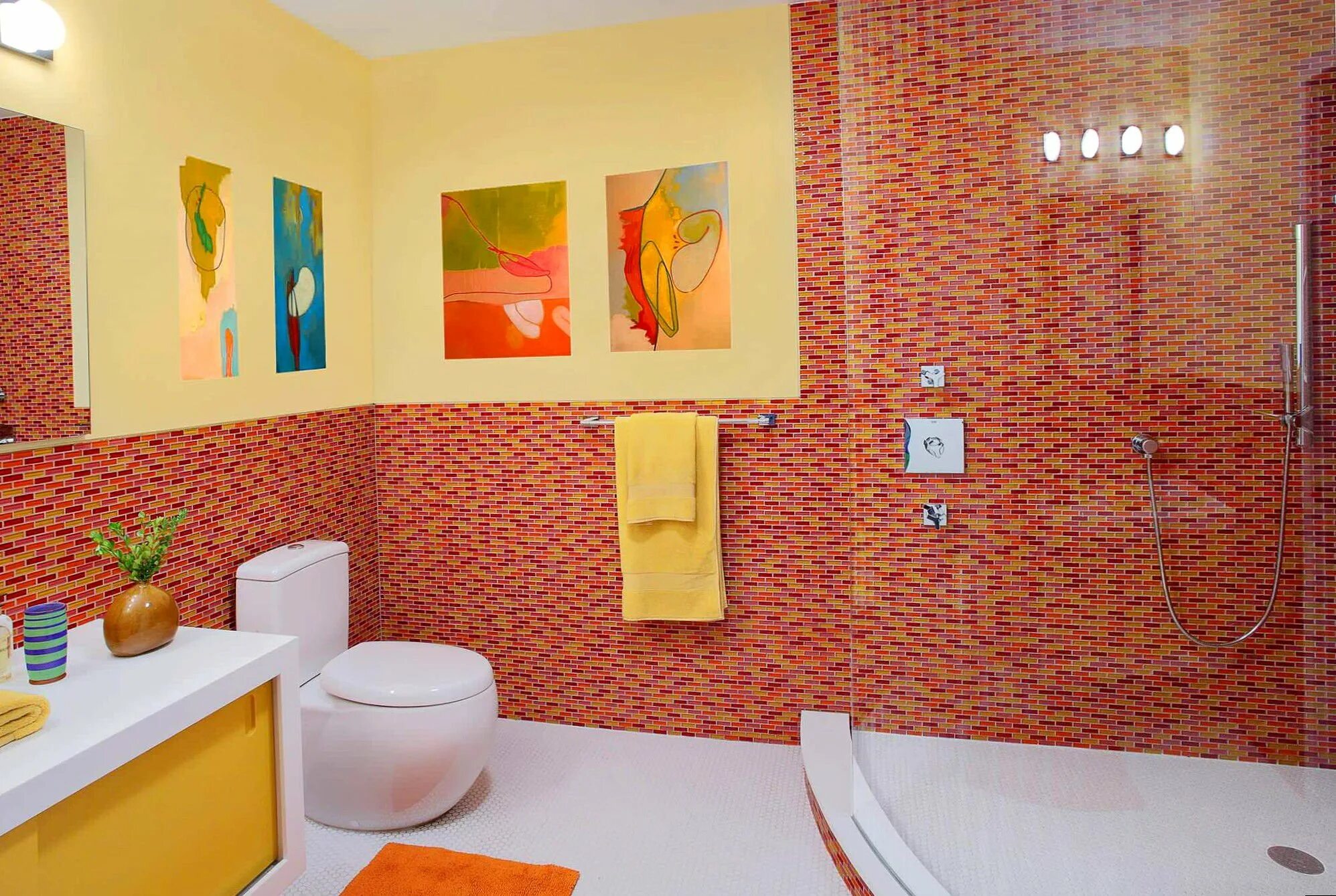 Стены в ванной. Яркая ванная комната. Разноцветная ванная комната. Яркий дизайн ванной комнаты. Дизайнерская ванная комната яркая.