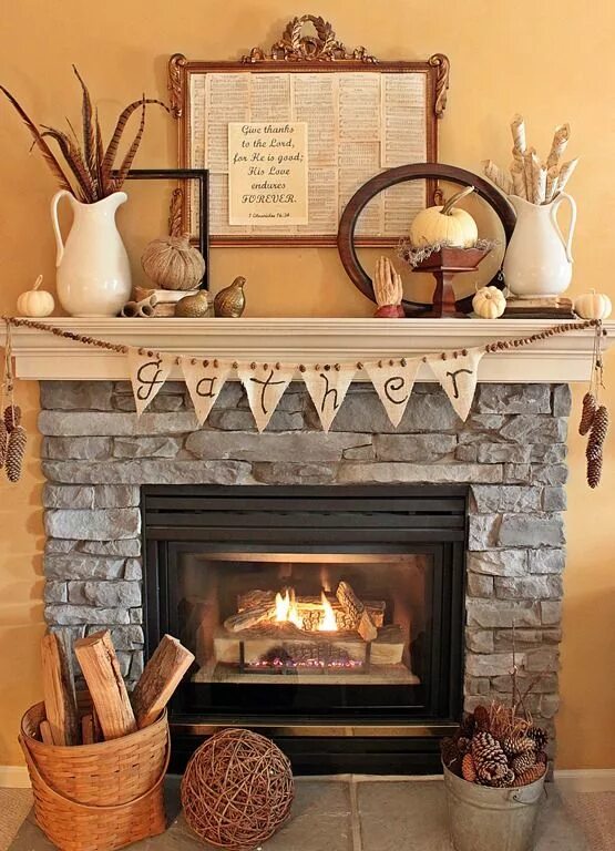 10+ beautiful farmhouse fireplace mantel decorations that wi Fireplace mantle de