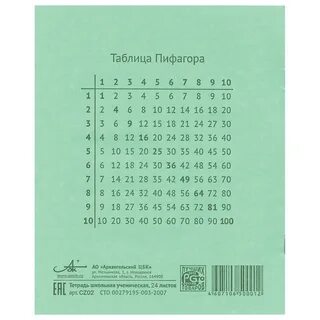Таблица в конце тетради