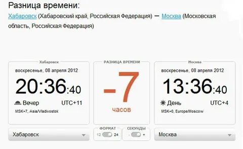Разница часов с томском
