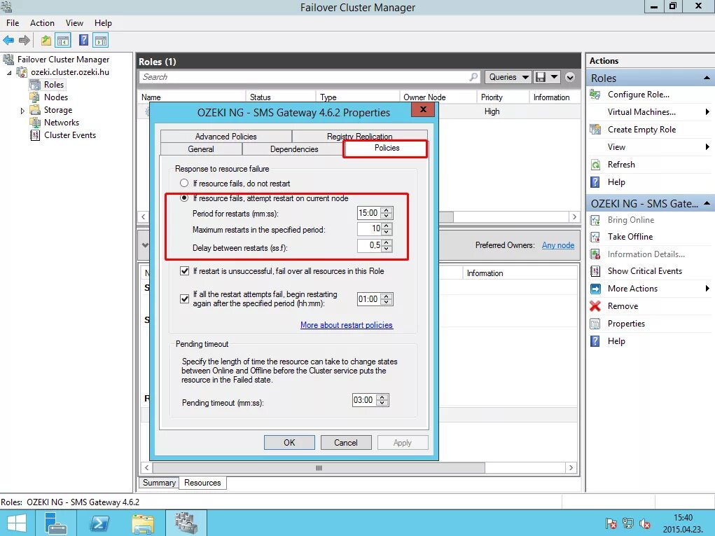 Ozeki SMS Gateway. Ozeki ng SMS Gateway. Остановить ресурс СП В Failover Cluster. Failover config Edit.