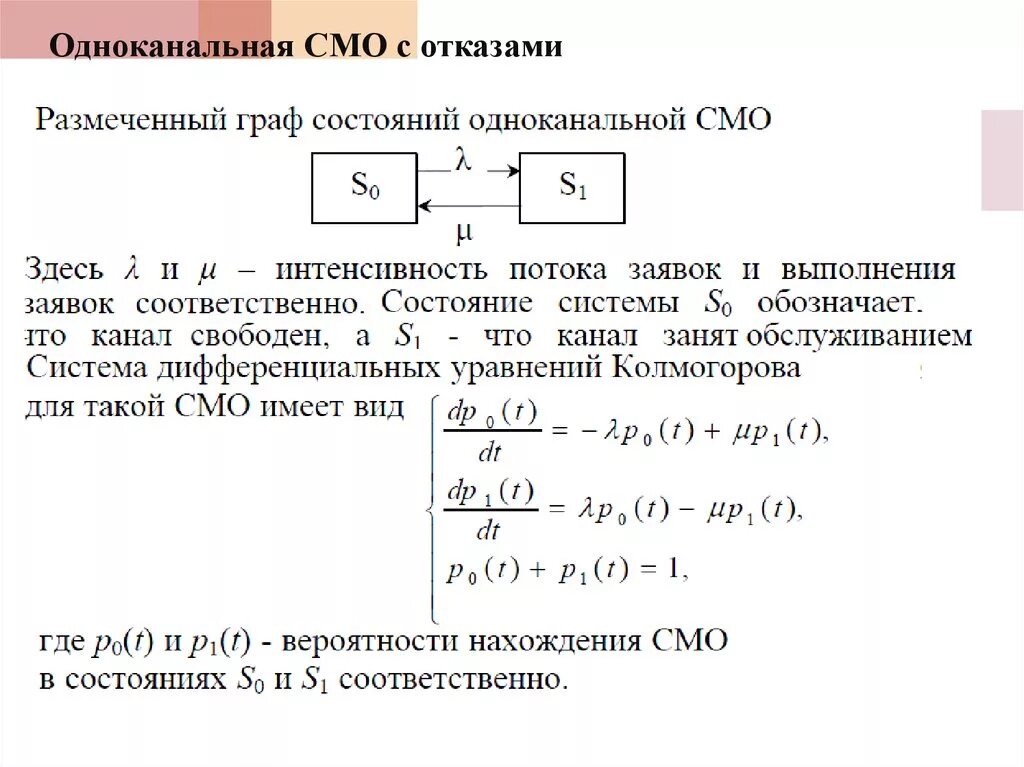 Задачи смо. Системы массового обслуживания одноканальная смо с отказами. Одноканальная с отказами.