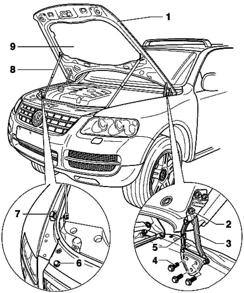 Элементы капота. Кронштейн открытия капота Фольксваген Туарег. Датчик открытия капота Туарег 2008 года. Volkswagen Touareg 2008 схемы. Регулировка капота Фольксваген Туарег 2006.