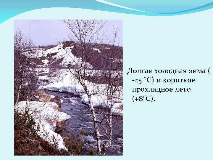 Лето засушливое, зимы малоснежные. Устойчивый снежный покров. Зима здесь мягкая. Холодная долгая зима. Зима короткая малоснежная довольно мягкая.