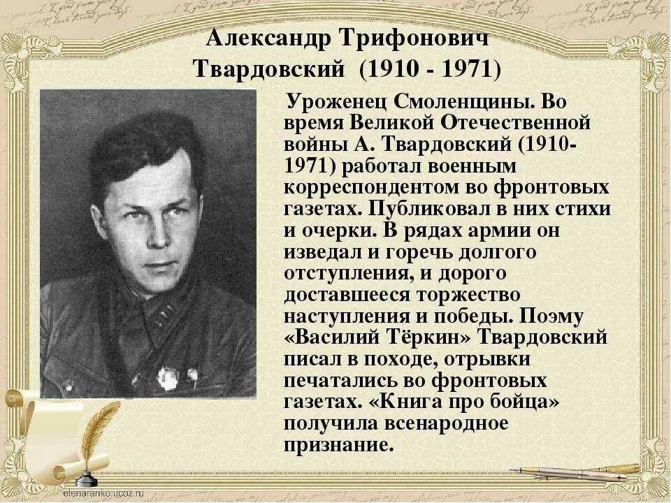 А Т Твардовский биография. В каком журнале напечатали первые стихи твардовского