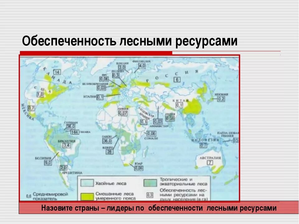 Рассчитать обеспеченность лесными ресурсами населения следующих стран. Карта обеспеченности лесными ресурсами. обеспеченность лесными ресурсами. обеспеченность стран лесными ресурсами. обеспеченность лесными ресурсами на душу населения.