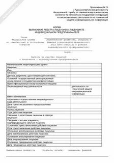 Выписка из реестра лицензий автобусов