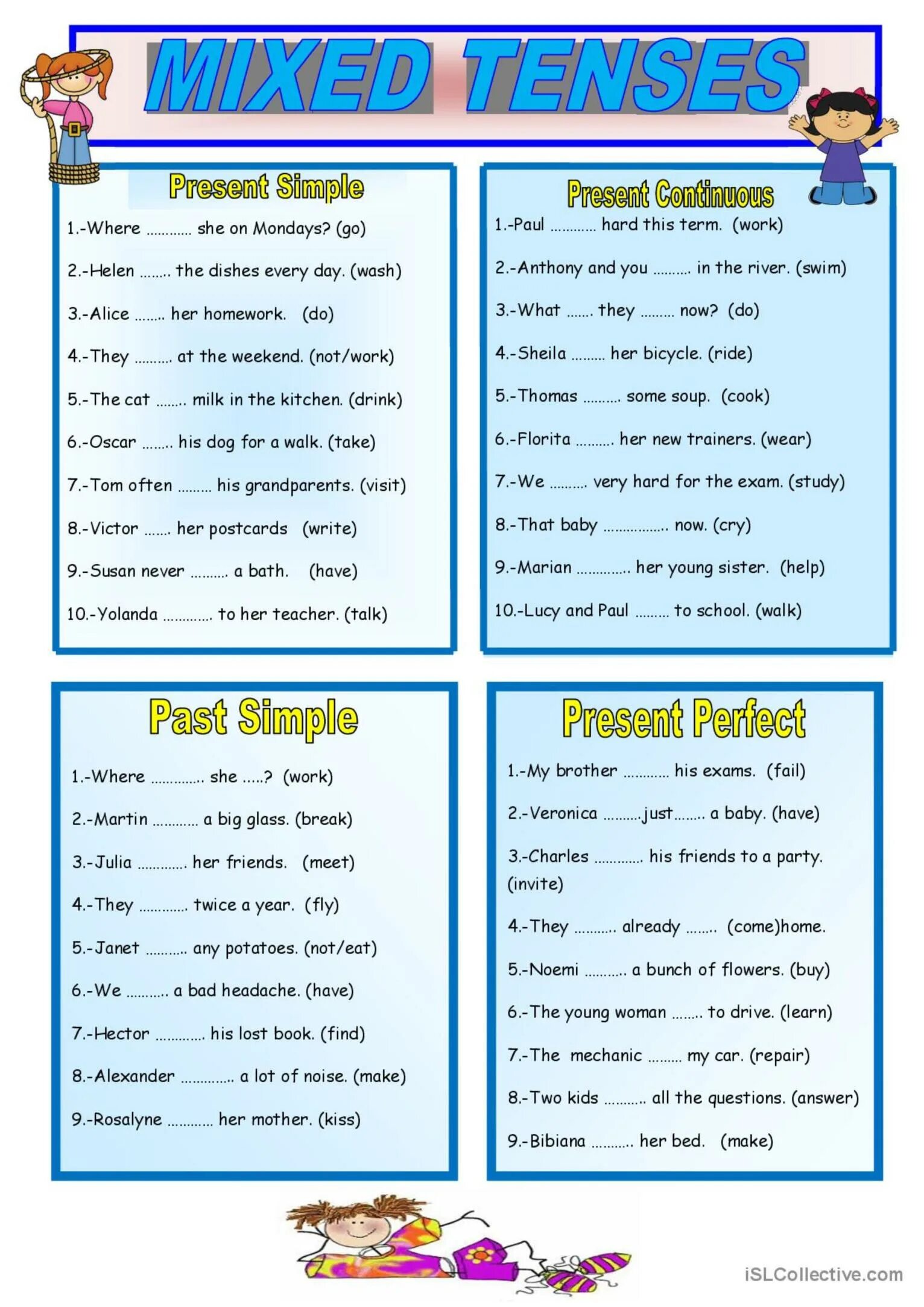 Past tenses worksheet. Present Tenses упражнения. Present Continuous past Continuous упражнения. Времена present в английском Worksheet. Simple Tenses упражнения.